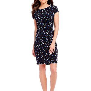 Twisted Draped Polka Dot Sheath Dress by Adrianna Papell 18W